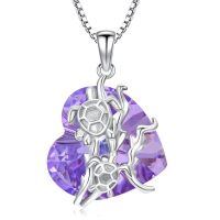 wholesale 925 Sterling Silver Turtle Pendant With Amethyst-02-Sea Turtle Necklace