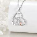 wholesale 925 Sterling Silver Girl and Dog in Heart Pendant Necklace for Women-0-1