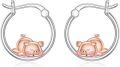 wholesale 925 Sterling Silver Pink Pig Hoop Earrings for Girls and Women Gift Boxed-0-0