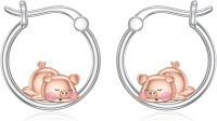 wholesale 925 Sterling Silver Pink Pig Hoop Earrings for Girls and Women Gift Boxed-pig earrings