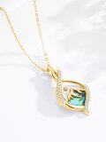 wholesale 925 Sterling Silver Abalone Shell and Crystal Heart Mountain Pendant Necklace for Women-0-2