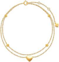 wholesale 14K Gold Layered Heart Charm Ankle Anklet for Women - Gifts for Her Wife Mom Girlfriend-Yellow Gold