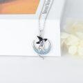 wholesale 925 Sterling Silver Crescent Moon Witch Hat Cat Charm Necklace for Women's Gifts-0-4