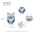 wholesale 925 Sterling Silver Cat Earring Heart Blue Crystal-0-3