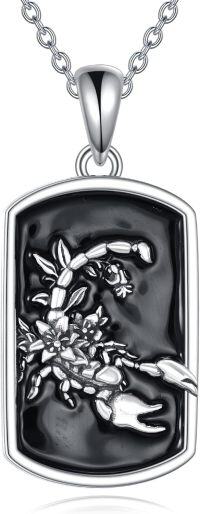 wholesale 925 Sterling Silver Black Onyx Flower Pendant Necklaces for Men Women Fashion s-Scorpion