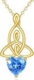 wholesale 14K Gold Blue Heart Stone Celtic Knot Necklace for Women's s-0-0