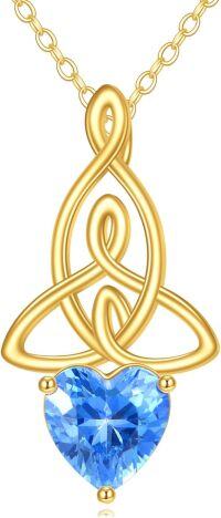wholesale 14K Gold Blue Heart Stone Celtic Knot Necklace for Women's s-Infinity