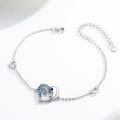 wholesale 925 Sterling Silver Blue Crystal Dolphin Heart Charm Bracelet Adjustable Oceanic s for Her-0-1