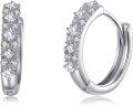 wholesale 925 Sterling Silver Cubic Zirconia Princess Cut Huggie Hoop Earrings for Women Gift Ideas-0-0