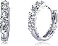 wholesale 925 Sterling Silver Cubic Zirconia Princess Cut Huggie Hoop Earrings for Women Gift Ideas-13-Cubic Zirconia Hoop Earrings