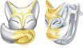 wholesale 925 Sterling Silver Gold Plated Fox Head Stud Earrings for Women Girls  48x36mm-0-0