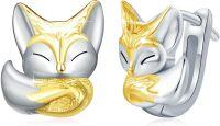 wholesale 925 Sterling Silver Gold Plated Fox Head Stud Earrings for Women Girls  48x36mm-Fox Earrings(Gold 1)