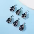 TOUPOP Sterling Silver Black Onyx Daisy Hibiscus Lotus Rose Peony Sunflower Pendant Necklace-0-4
