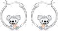 wholesale 925 Sterling Silver Koala Bear Heart Huggie Hoop Earrings for Sensitive Ears-0-0