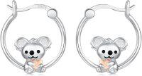 wholesale 925 Sterling Silver Koala Bear Heart Huggie Hoop Earrings for Sensitive Ears-Koala-B