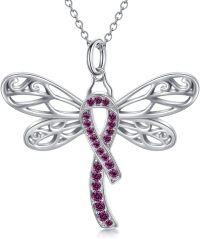 wholesale  Silver Stone Cancer Survivor Necklace Women s Awareness Gift -02-Dragonfly-purple-02-Dragonfly-purple