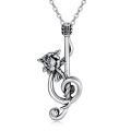 wholesale 925 Sterling Silver Guitar Rose Necklace-0-0