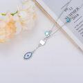 wholesale 925 Sterling Silver Blue Evil Eye Lock Charm Turquoise Moonstone Adjustable Necklaces for Women Gifts-0-2