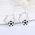 wholesale 925 Sterling Silver Soccer Ball Heart Hoop Earrings for Sports Lovers Gifts-0-1