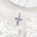 wholesale 925 Sterling Silver Abalone Shell Inlay Cross Pendant Necklace for Women Girls  43cm Chain Length-0-4