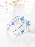 wholesale 925 Sterling Silver Blue Opal CZ Star Ear Climber Earrings for Women Girls -0-1