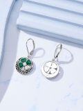 wholesale 925 Sterling Silver Green Enamel Four-Leaf Clover Drop Earrings Irish Celtic Knot  for Women Girls-0-3