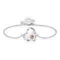 wholesale 925 Sterling Silver Tennis Bracelet with Heart-Shaped Charm and Rose Gold Ball Design-0-0