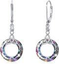 wholesale 925 Sterling Silver Round Celtic Knot Rainbow Crystal Drop Earrings-0-0