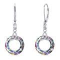 wholesale 925 Sterling Silver Round Celtic Knot Rainbow Crystal Drop Earrings-0-0