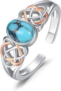 wholesale 925 Sterling Silver Celtic Knot Rings Wholesale With Red Garnet-green turquoise