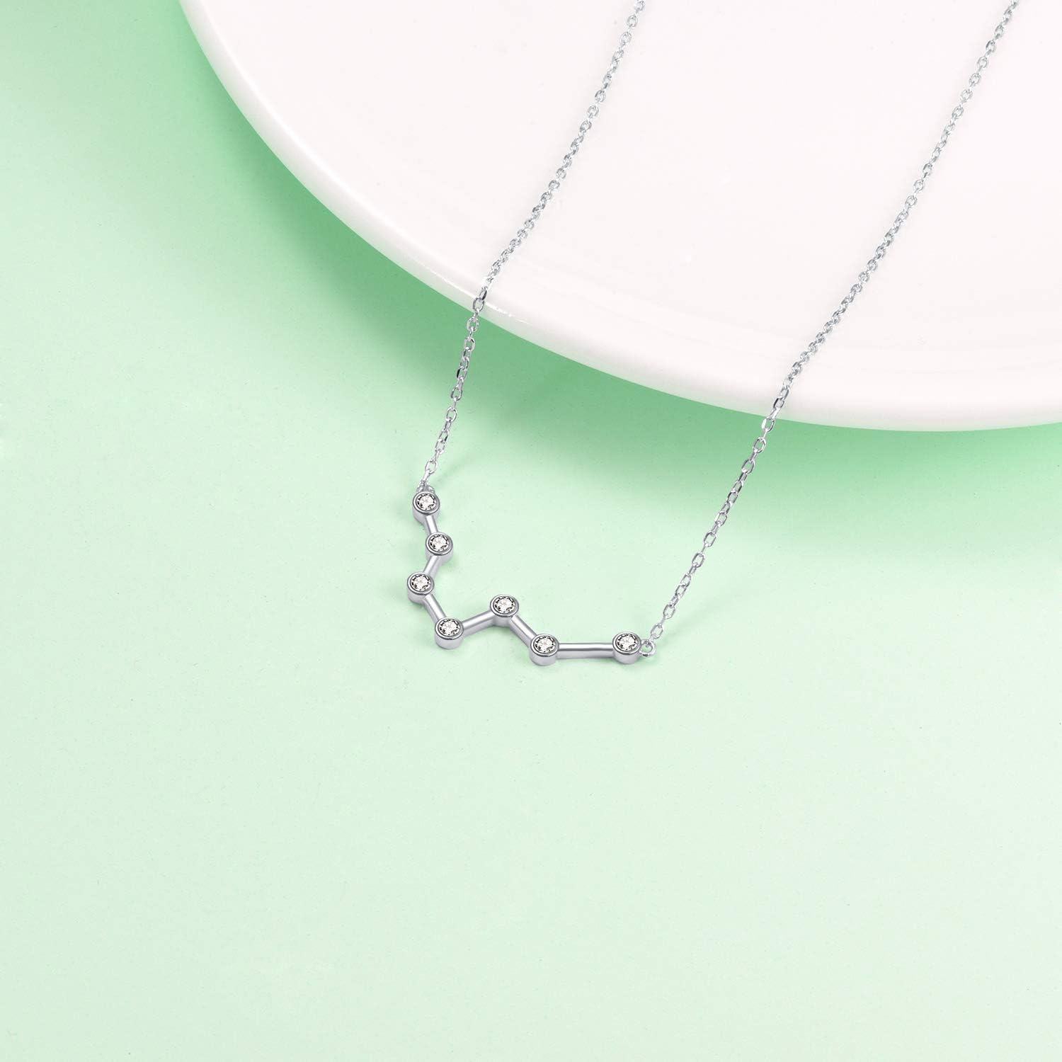 925 Sterling Silver Austrian Crystal Zodiac Sign Pendant Necklace - Gifts for Her (Aries)-0-1