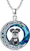 wholesale 925 Sterling Silver Schnauzer Moonstone Crystal Necklace Pendant Dog s for Women-0-0