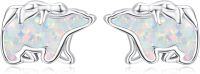 wholesale 925 Sterling Silver White Fire Opal Bear Stud Earrings for Sensitive Skin-Polar Bear-C