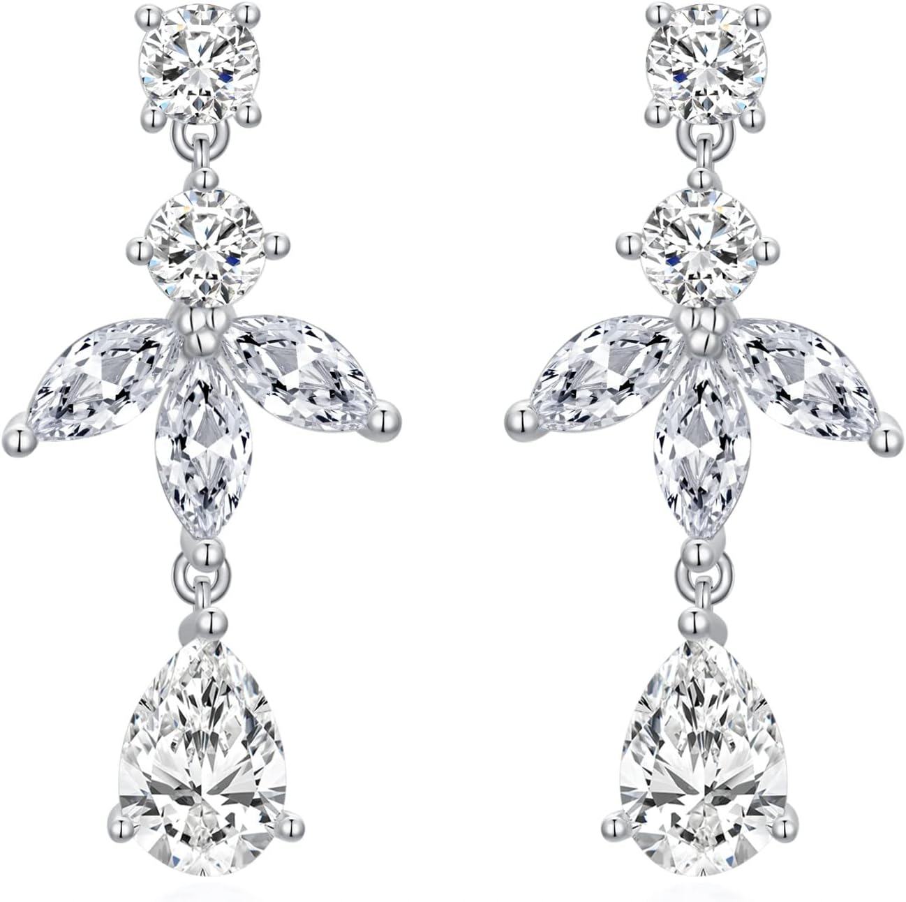 wholesale 925 Sterling Silver Drop CZ Crystal Bridal Earring Gift Set-0-0
