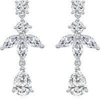wholesale 925 Sterling Silver Drop CZ Crystal Bridal Earring Gift Set-earrings-white