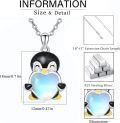wholesale 925 Sterling Silver Heart-Shaped Moonstone Penguin Pendant Necklace-0-6