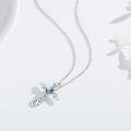 wholesale 925 Sterling Silver Heart-Shaped Blue Stone Cross Pendant Necklace for Women and Girls-0-2