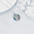 wholesale 925 Sterling Silver Giraffe & Tree of Life Blue Crystal Pendant Necklace-0-5