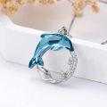 wholesale 925 Sterling Silver Blue Crystal Dolphin Pendant Necklaces for Women Girls -0-3