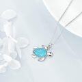wholesale 925 Sterling Silver Turtle Blue Stone Pendant Necklace-0-2