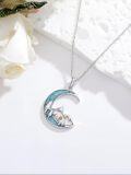 wholesale 925 Sterling Silver & Turquoise Moon Mountain Necklace Inspired by Mustard Seed Parable, Adjustable Chain, Gift for Women-0-2
