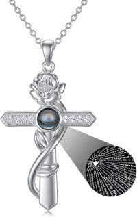 wholesale 925 Sterling Silver 12 Month Birthstone Flower Necklace  Char-06-Jun-Rose+Photo-06-June-Rose