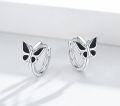 wholesale 925 Sterling Silver Black Onyx & Turquoise Butterfly Huggie Hoop Earrings for Women Gifts-0-4
