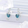 wholesale 925 Sterling Silver Turquoise Heart-Shaped Musical Notes Stud Earrings for Women-0-1