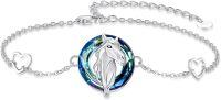 wholesale 925 Sterling Silver Blue Crystal Horse Head Heart Charm Bracelet for Women Girls Gifts-Horse Crystal Bracelet #1