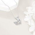 wholesale 925 Sterling Silver Cat with Crown and Heart Pendant Necklace-0-4