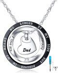 wholesale 925 Sterling Silver Memorial Urn Necklace with Heart Charm and Inscription Dad - Keepsake Jewelry for Ashes (Black)-0-0