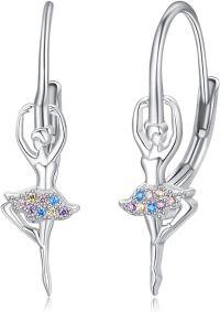 wholesale 925 Sterling Silver Birthstone Crystal Ballerina Earrings for Women-Ballet Earrings-A