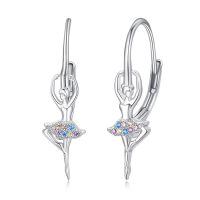 wholesale 925 Sterling Silver Ballet Dancer Drop Earrings Wholesale With Pink And Clear Gems-Ballet Earrings-A
