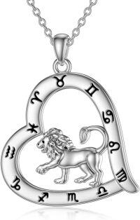 wholesale Sterling Silver Zodiac Necklace with 12 Constellations Horoscope Heart Pendant for Women-01-Leo Necklace(07.23-08.22)-01-Leo Necklace(07.23-08.22)